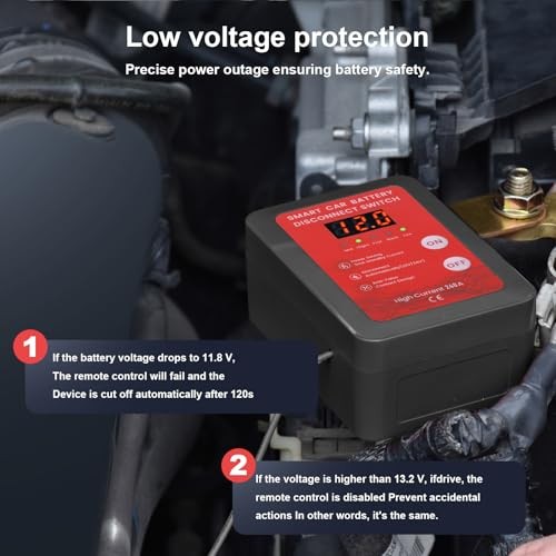 Remote Battery Disconnect Switch-Kill Switch for Car with Voltage black