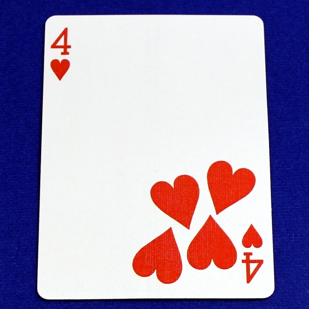 4 of Hearts - 3 Moved Pips, Bicycle Printed Gaff Card, Red