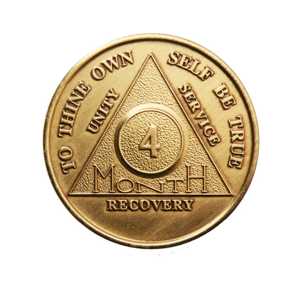 4 Month Bronze AA (Alcoholics Anonymous) - Sober / Sobriety / #0768, #0768