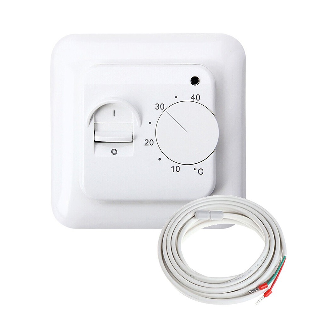 Electric UnderFloor Heating Thermostat Control Switch+ Floor Sensor White 16A
