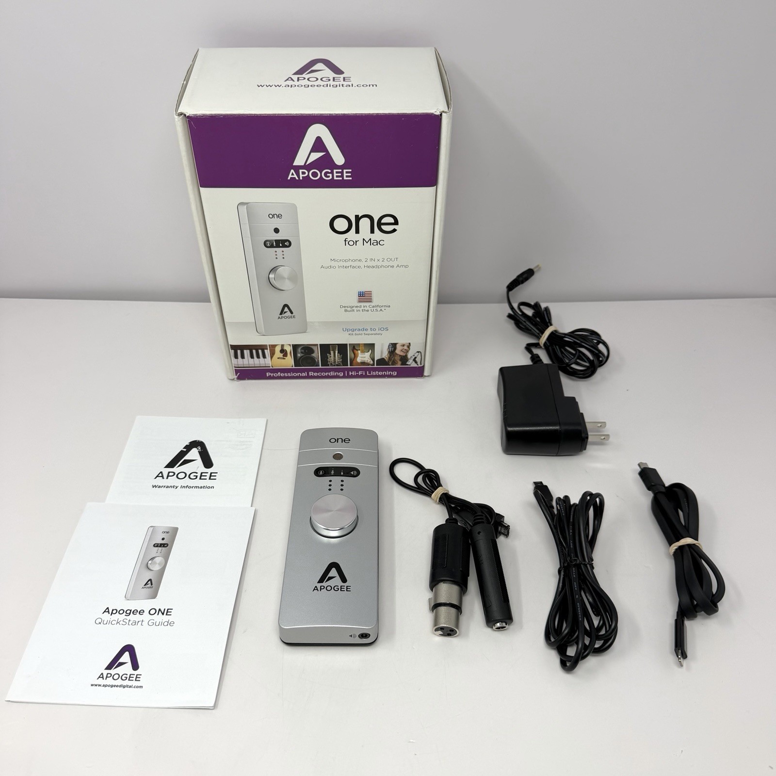 Apogee One Professional Audio Interface Microphone for Mac USB W/ IOS Cord EUC
