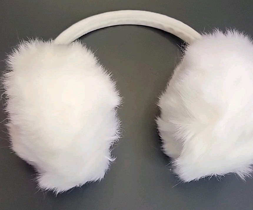 Set Of 2 Faux Fur Black/White Earmuffs Unisex Cold Weather Adult Christmas gift