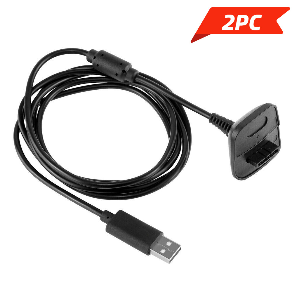 2 Cable For Xbox 360 Wireless Controller USB Charging Cable Replacement Charger