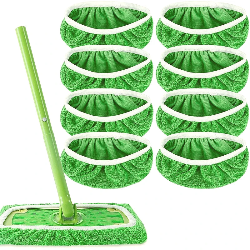 5PCS Microfiber Mop Cloth Popular Reusable Mop Rag Washable Green Home Flo