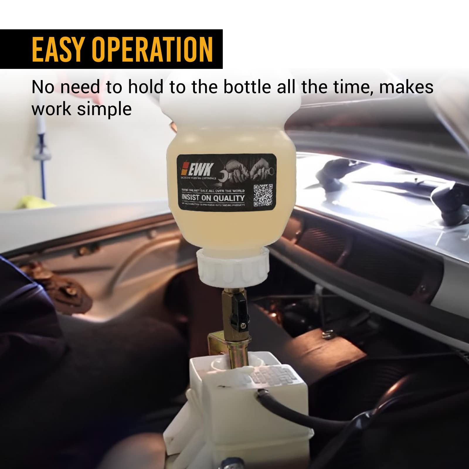 EWK 1L Master Cylinder Brake Fluid Refilling Bottle, Bleeder