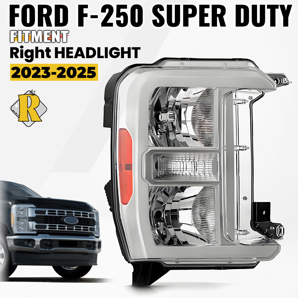 For 2023-2025 Ford F250 F350 SuperDuty Halogen Headlight Chrome Passenger Side