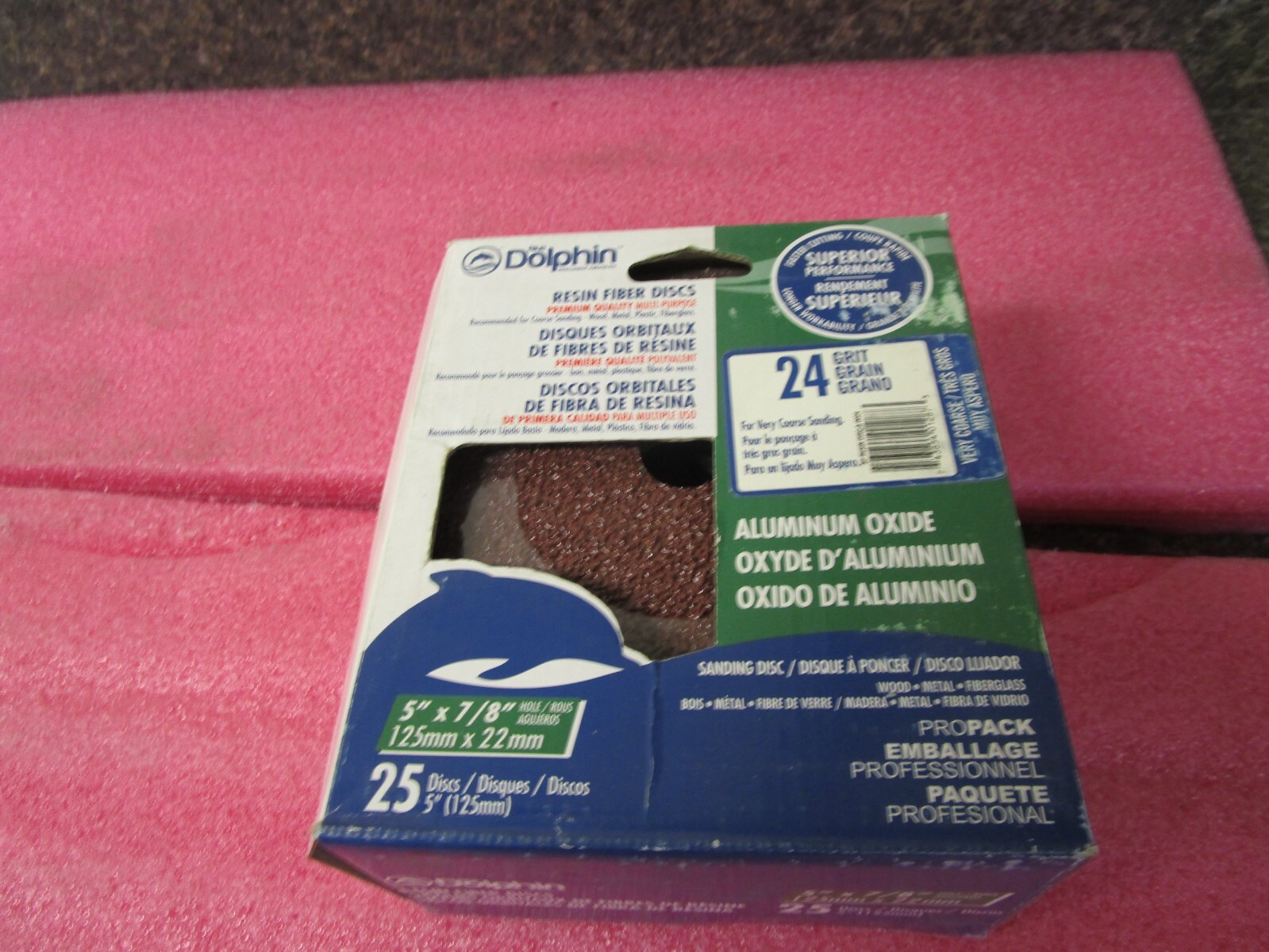 Qty (25) Blue Dolphin 24 Grit Premium Quality Aluminum Oxide Sanding Disc 5"x7/8