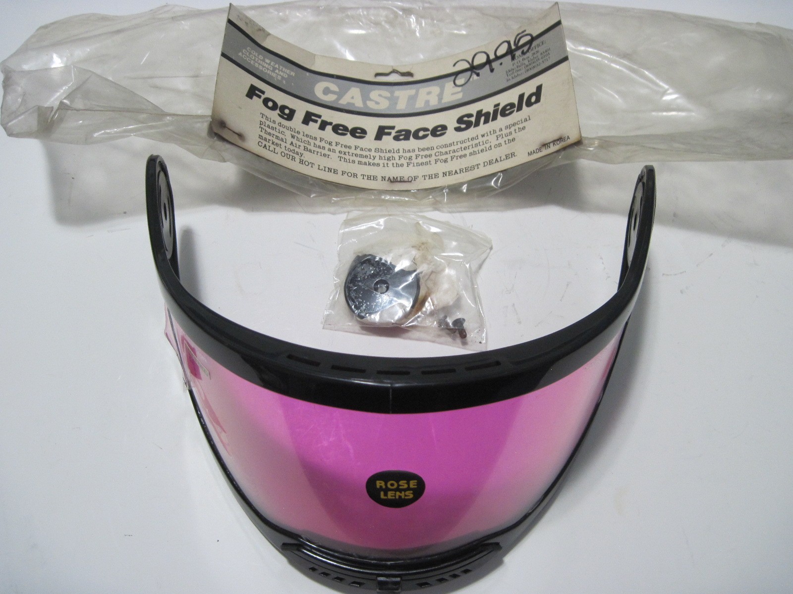 NOS Castre Fog Free Face Shield Sno Rider Double Rose Lens Thermal Air Barrier