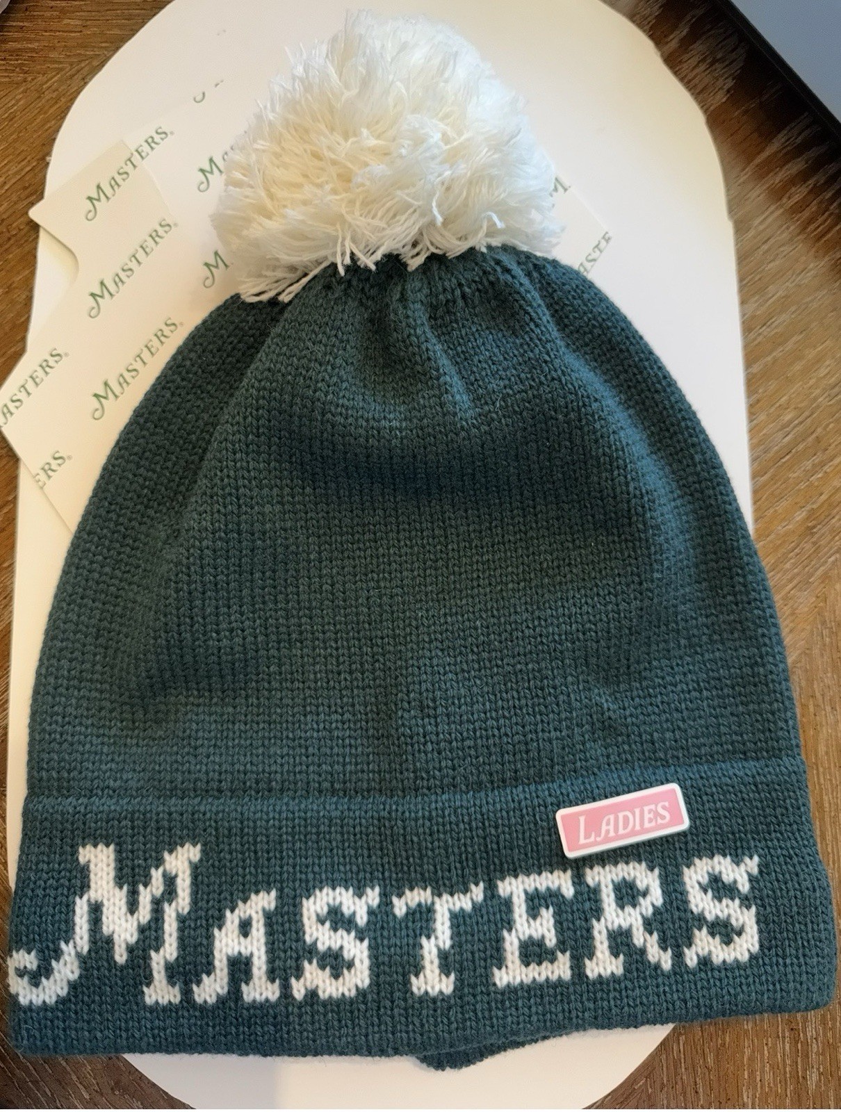 Masters Golf Winter Beanie Hat Green with Embroidered Logo