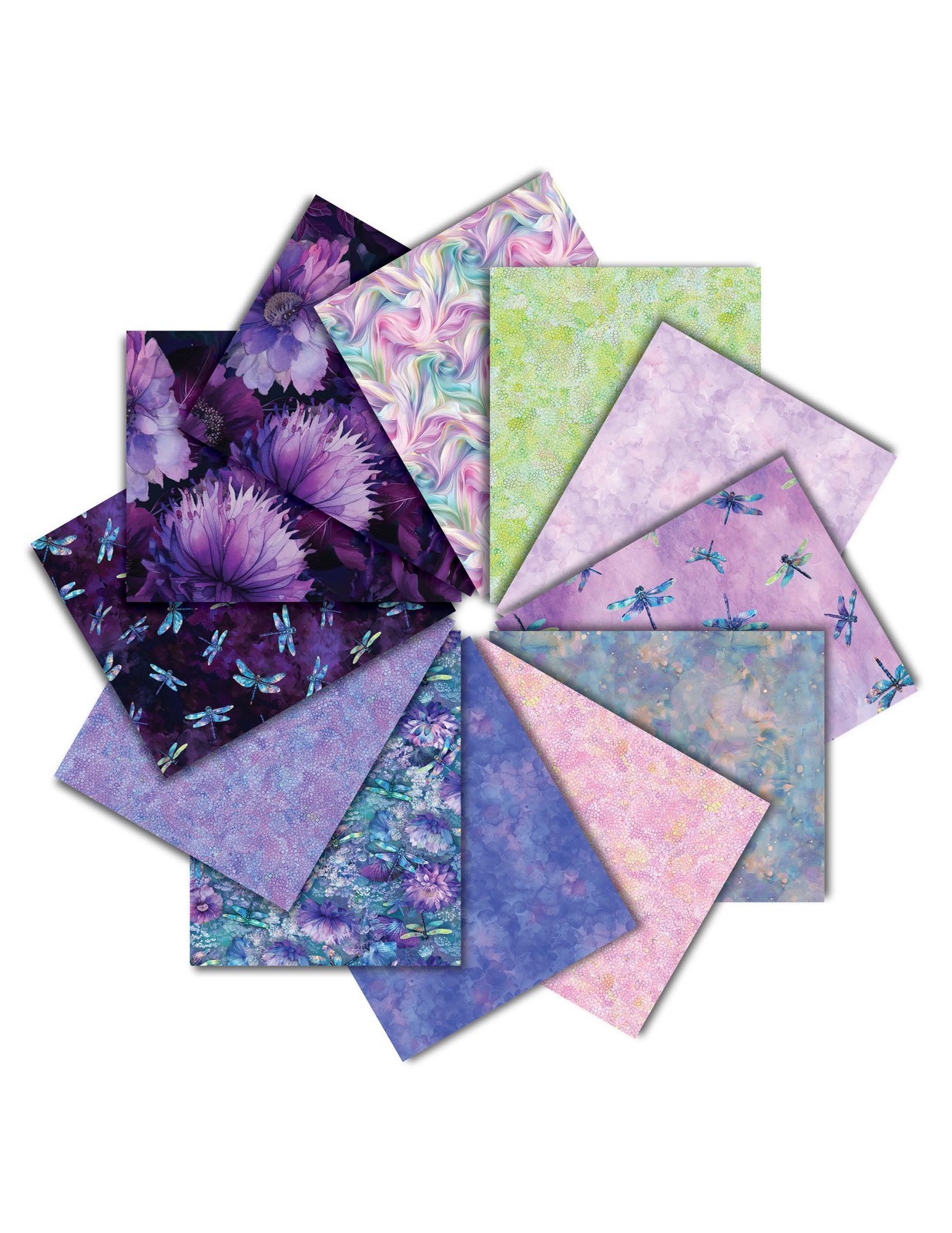 Timeless Treasures - DRAGONFLY MIST - (12) Fat Quarters Cotton Fabric