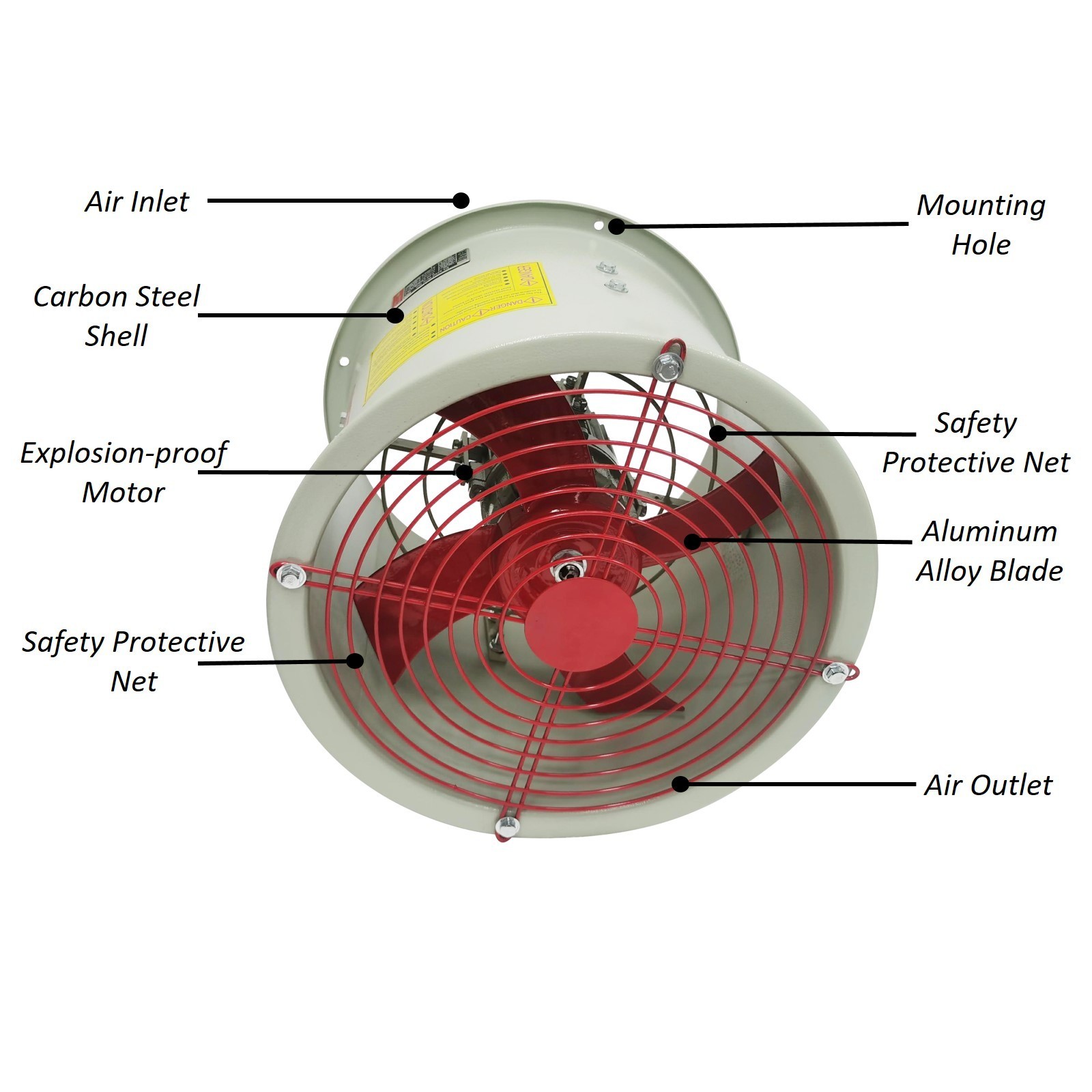 12" Hazardous Location Axial Fan Explosion-Proof Inline Duct Blower Ventilation