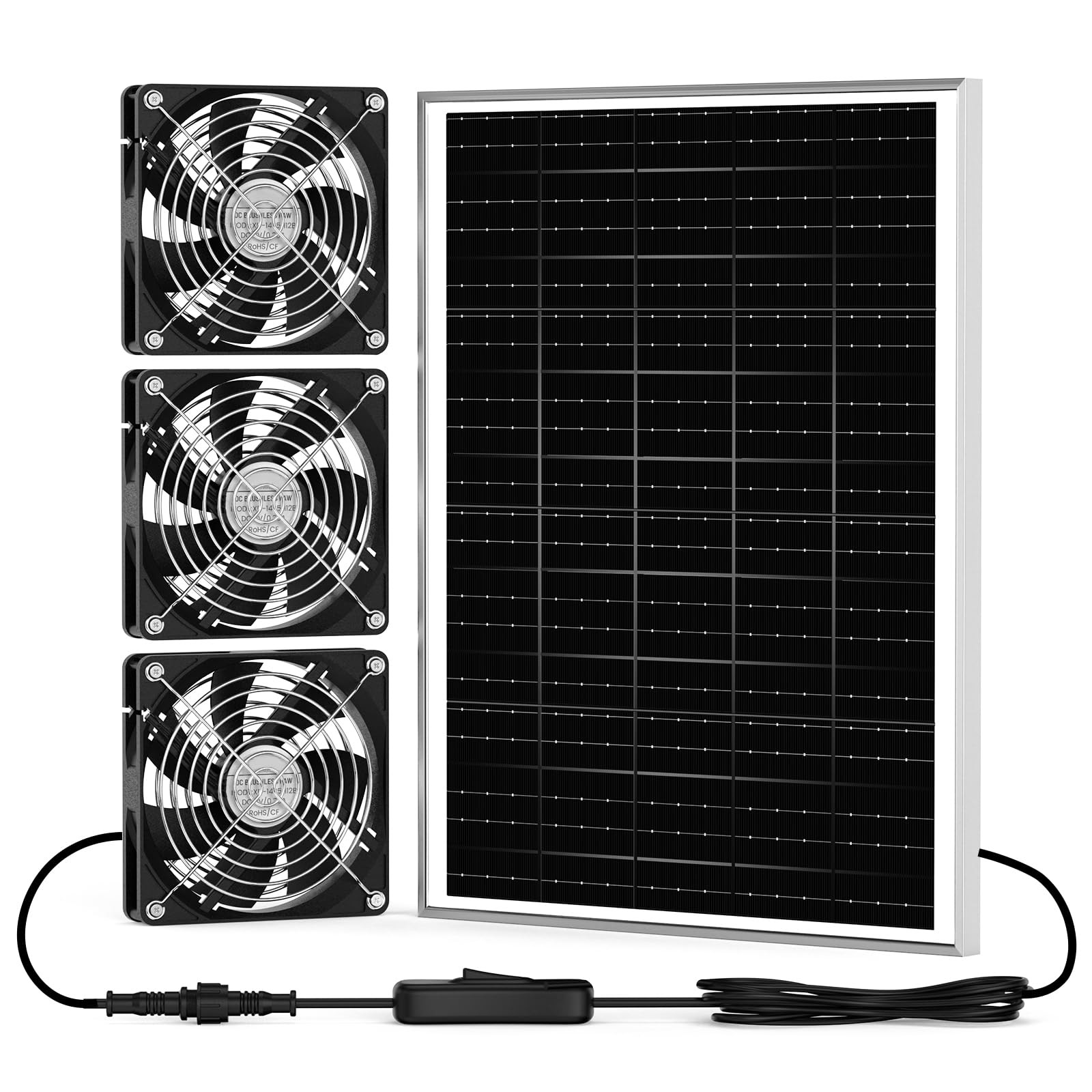 5.5" Solar Chicken Coop Fan Kit  35W Waterproof Exhaust & Intake for Airflow