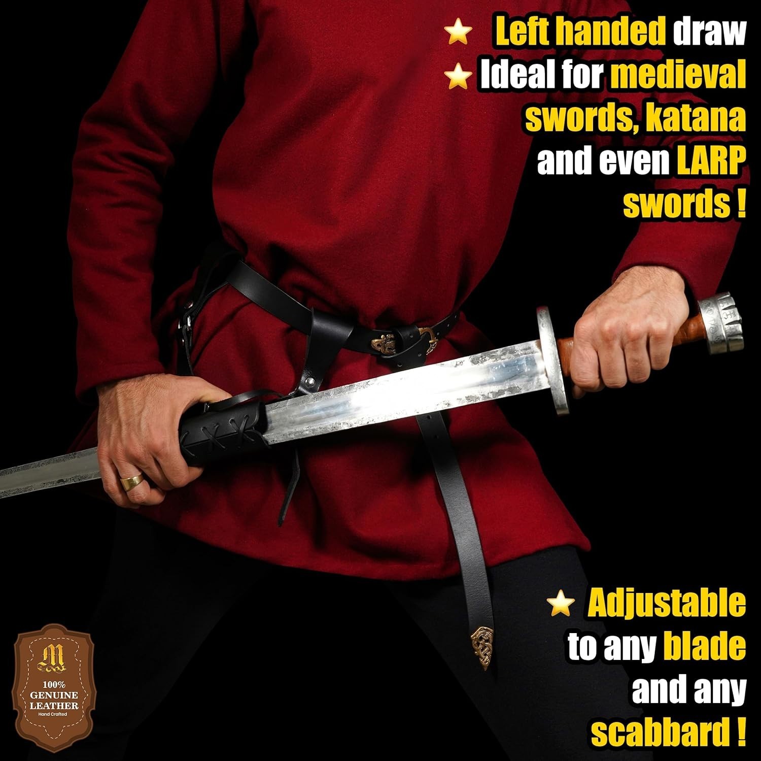 Genuine Leather Medieval Sword Frog