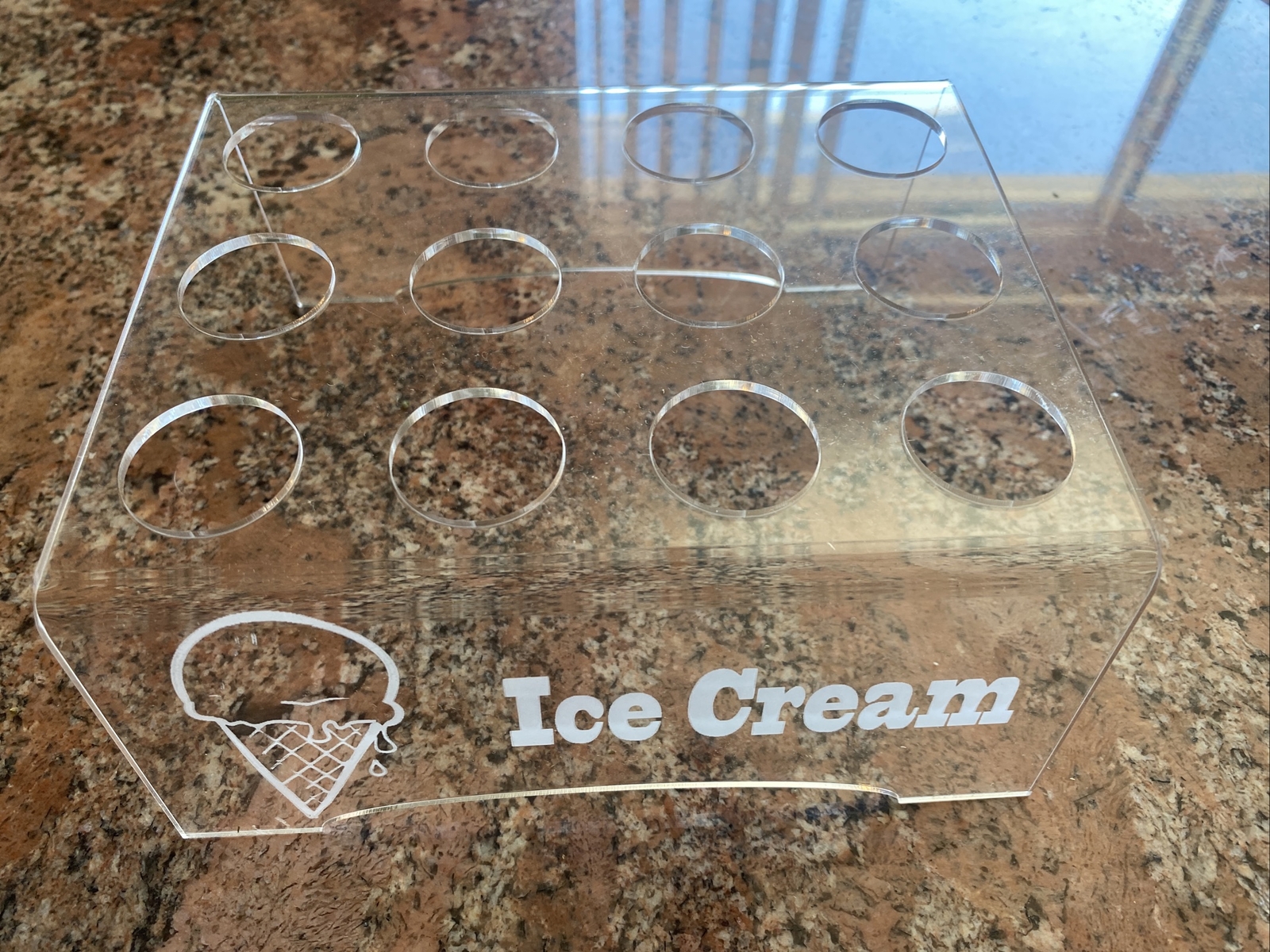 Engraved Acrylic 12 Ice Cream Cone Holder Tray Catering Stand Rack Wedding Party