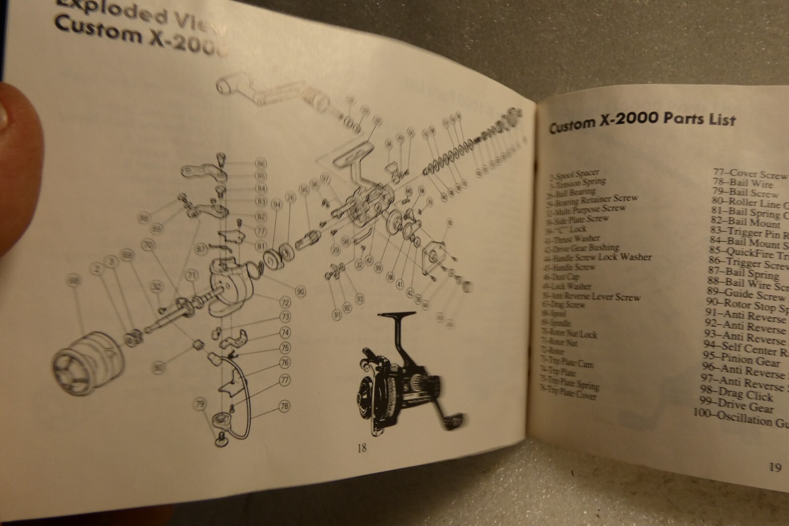 Shimano Quick Fire Custom X Old Fishing Reel Maual Parts List Booklet