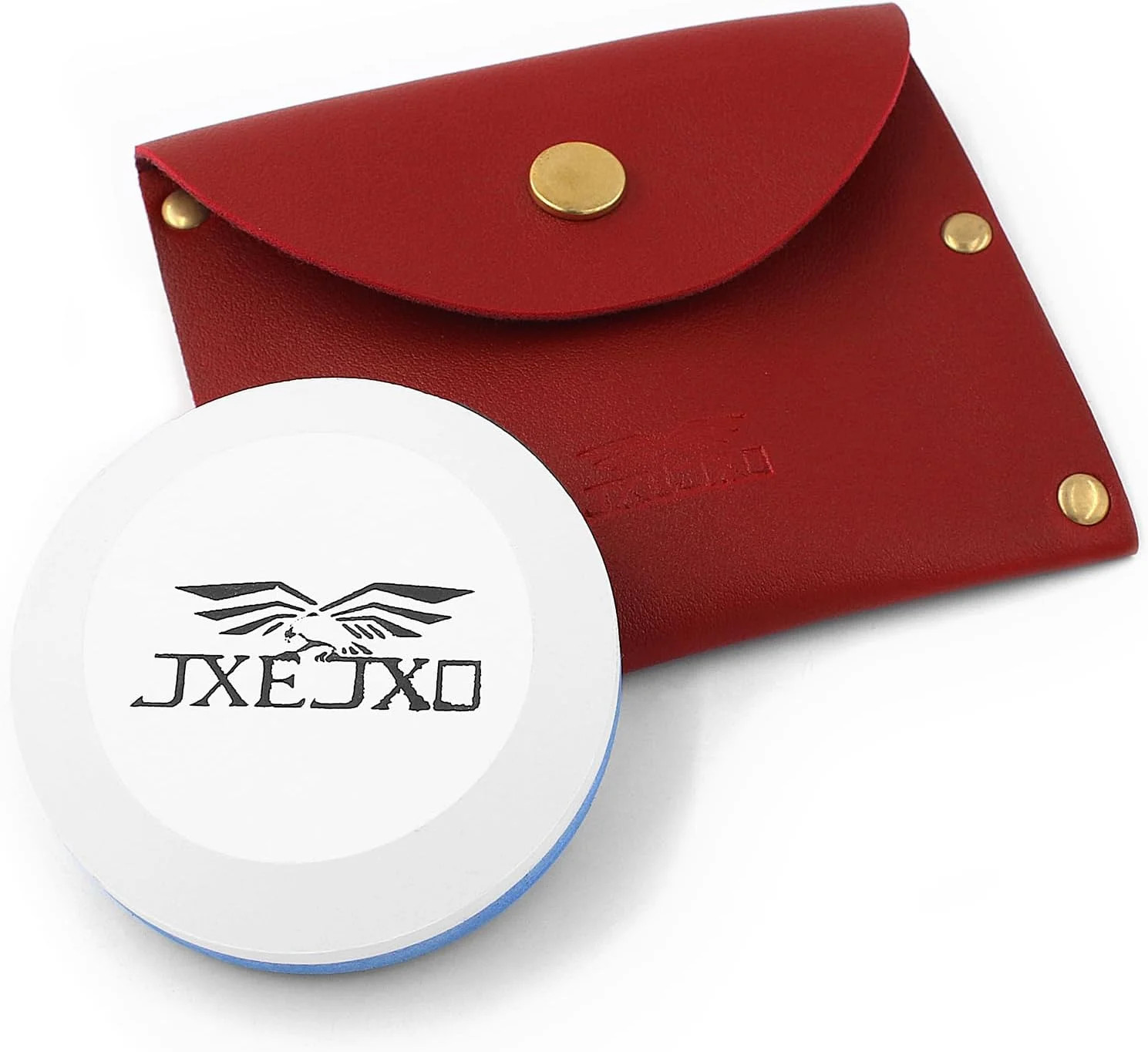 Axe Sharpener Stone 400/1000 Grit Dual Puck with Leather Sheath