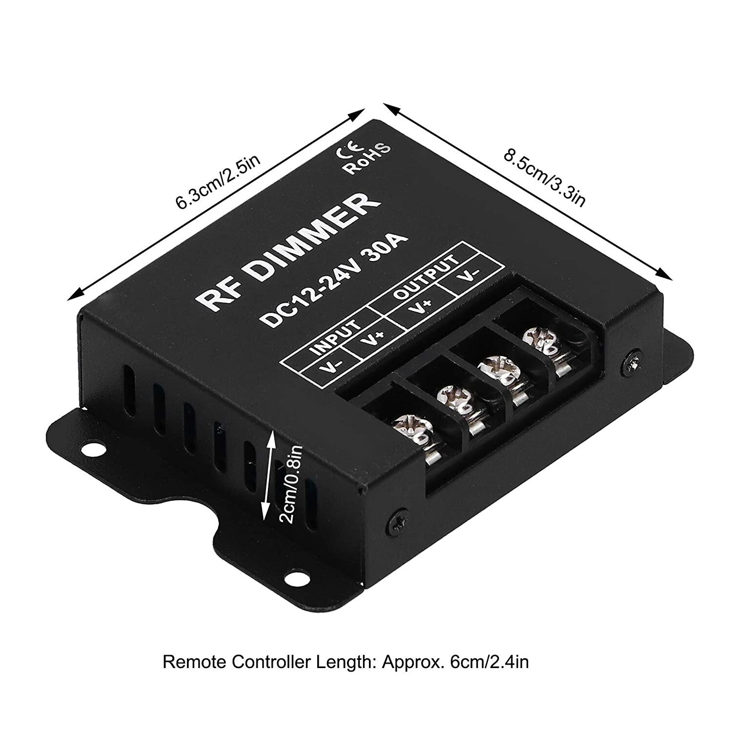 Led Single Strip Dimmer DC12-24V 30A 360W Output Controller RF Wireless Remote