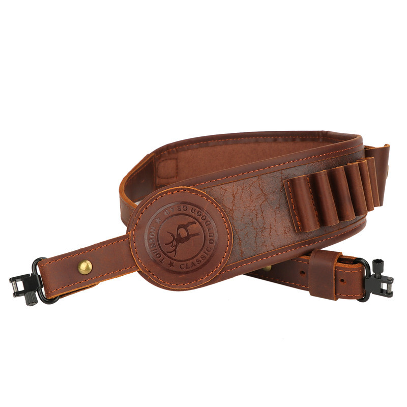 TOURBON Leather Rifle Sling Strap Adjustable Gun Carrying with Swivels