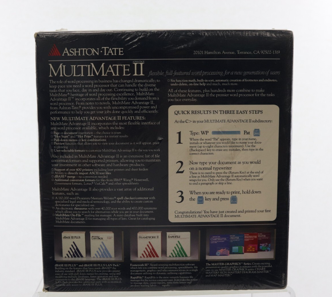 Ashton Tate Multimate Advantage II 11 Retro Software IBM Floppy Discs