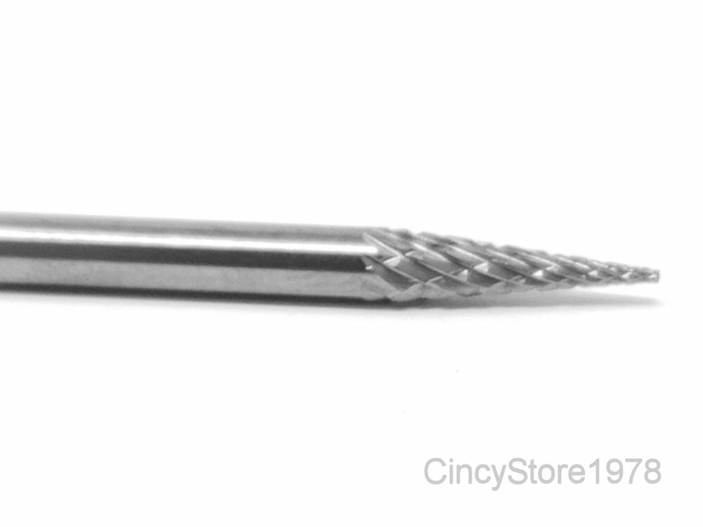 SM42D Cone SOLID Carbide Burr Bur Cutting Tool Die Grinder Bit 1/8"