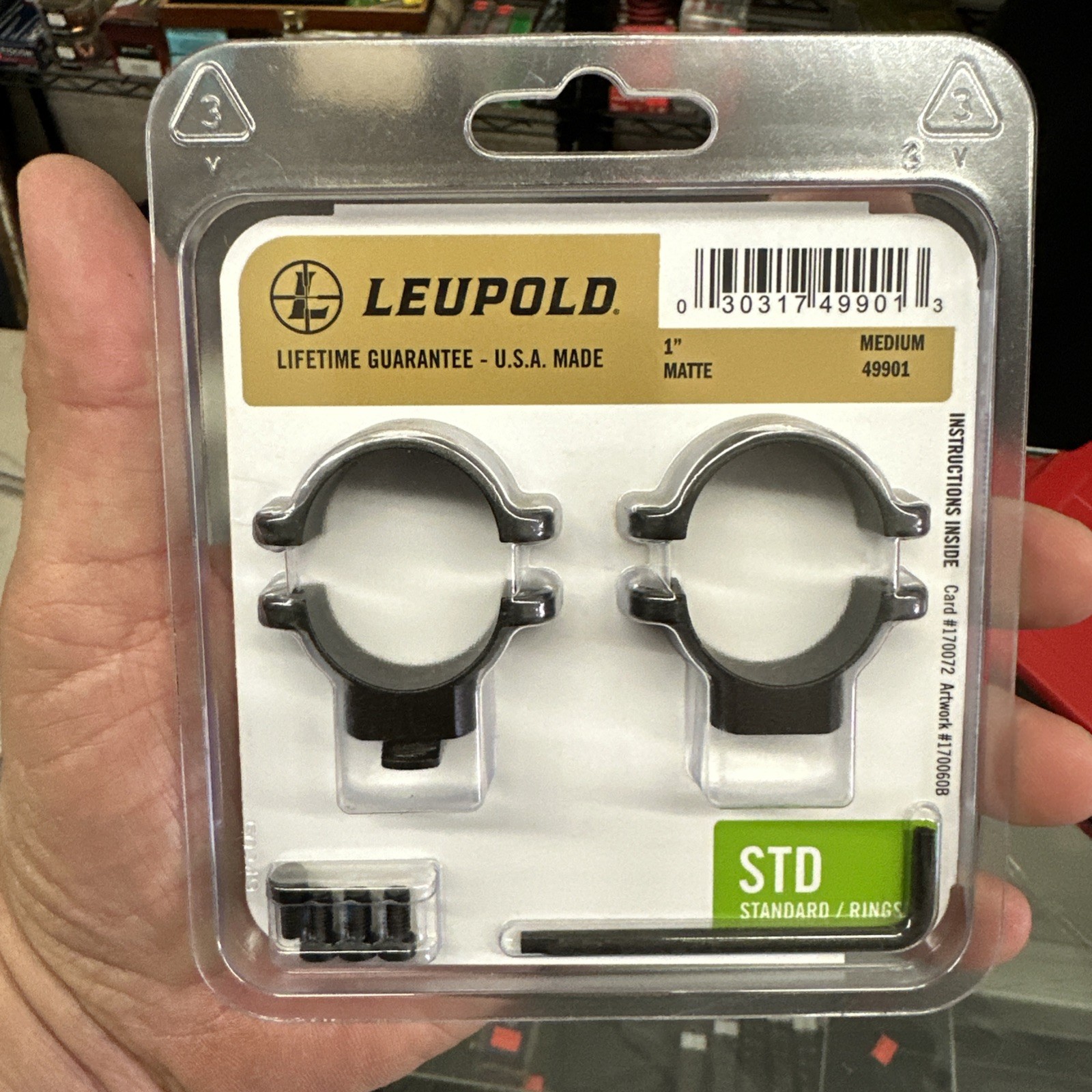 Leupold Scope Rings, 1" Diameter, Standard Medium Matte, Part 49901