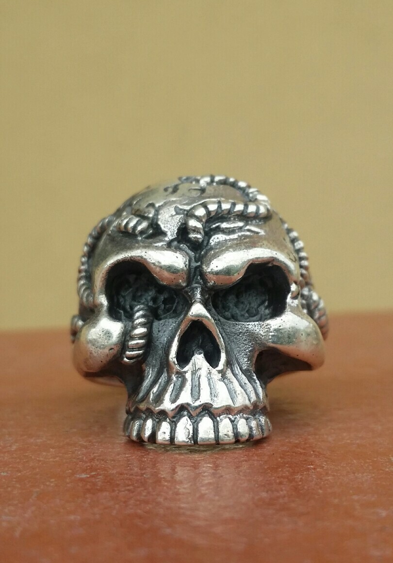 925 MENS SILVER RING SEAL HARLEY MOTORCYCLE SKULL