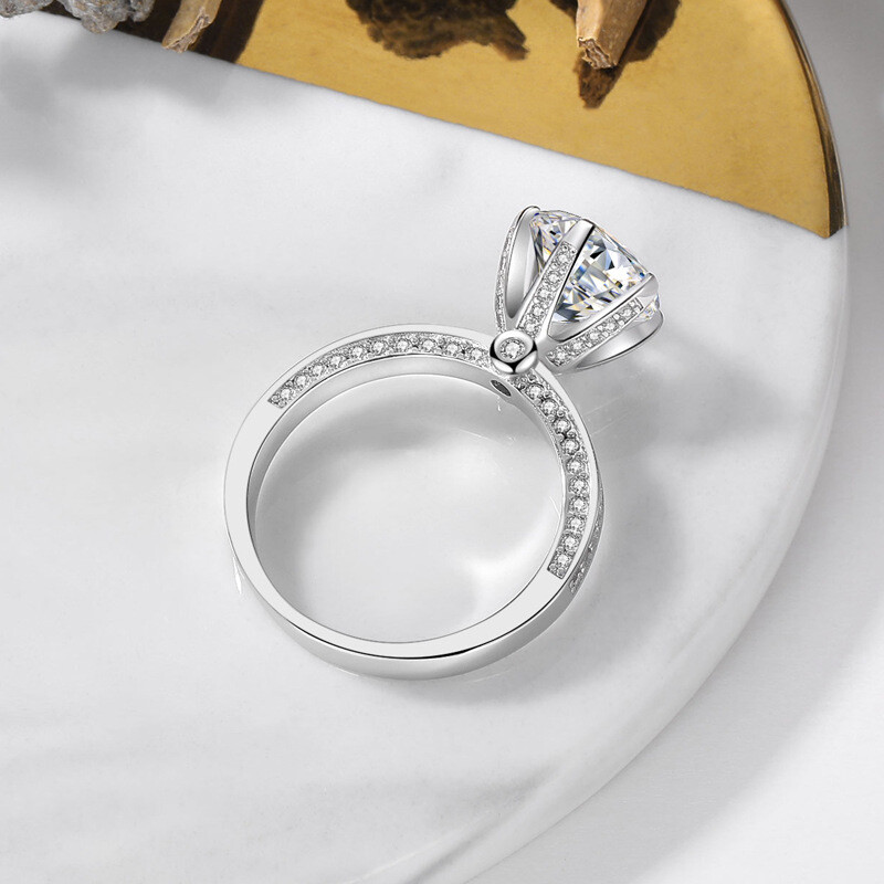 3.6ct Luxury Big Round Wedding Band Women's 925 Silver Engagement Ring Size 4-9