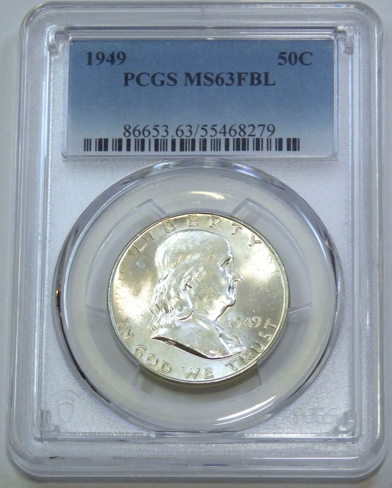 1949 P Franklin Half Dollar PCGS MS63FBL Frosty PQ Just Graded New Holder #P364D