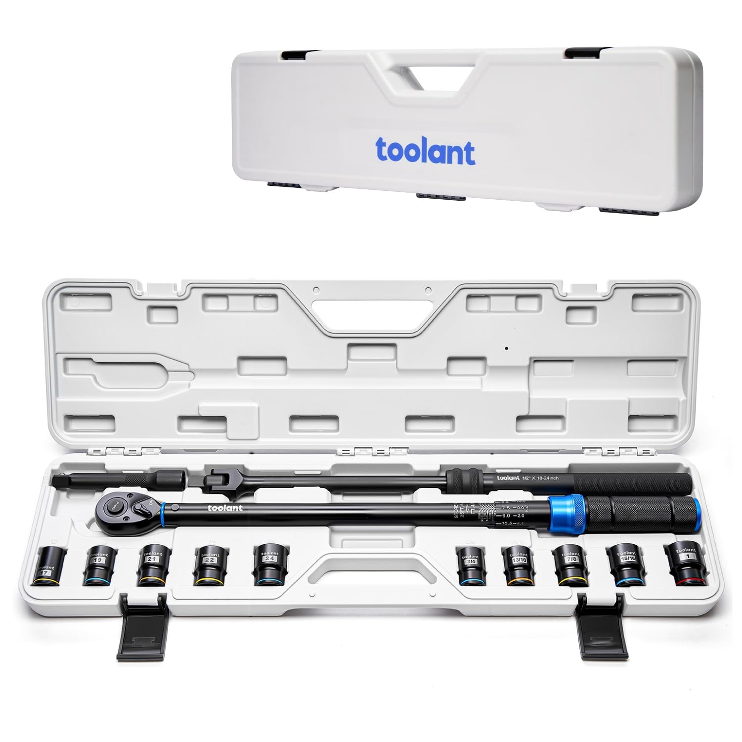 New Best toolant 13PCS 1/2 Inch Click Torque Wrench Set, Gift for Men, 25-250