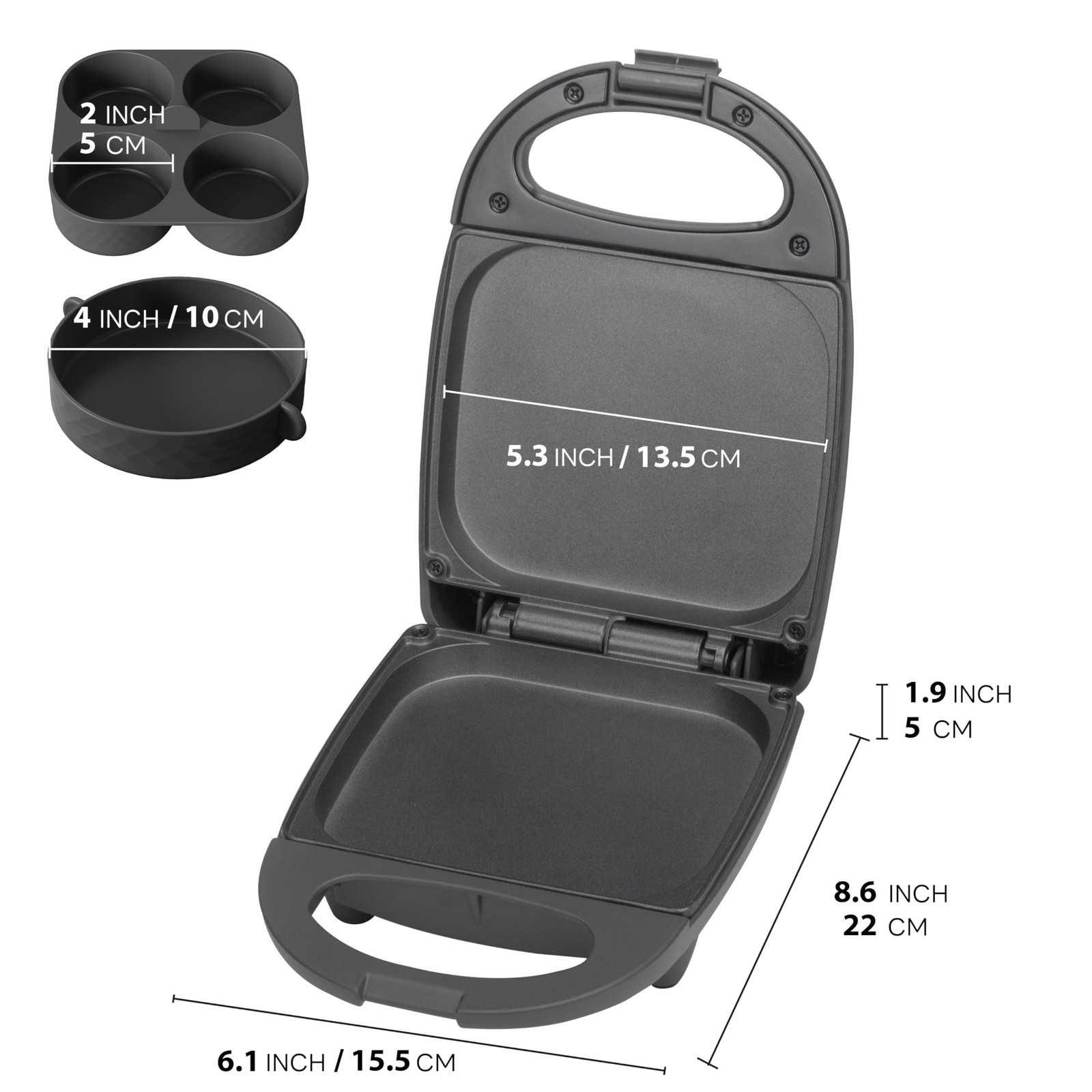 SugarWhisk Egg Bite Maker with 2 Silicone Molds for Standard, Black