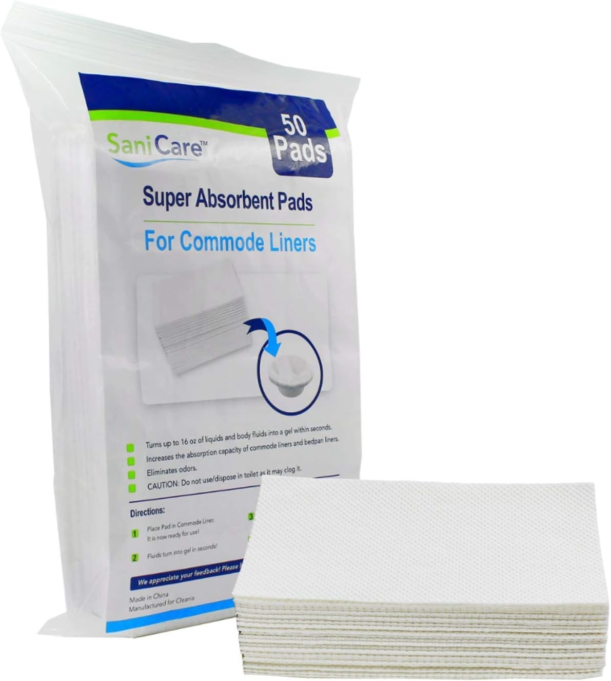 Super Absorbent Pads for Commode Liners – Pack of 50 Medical Grade –...