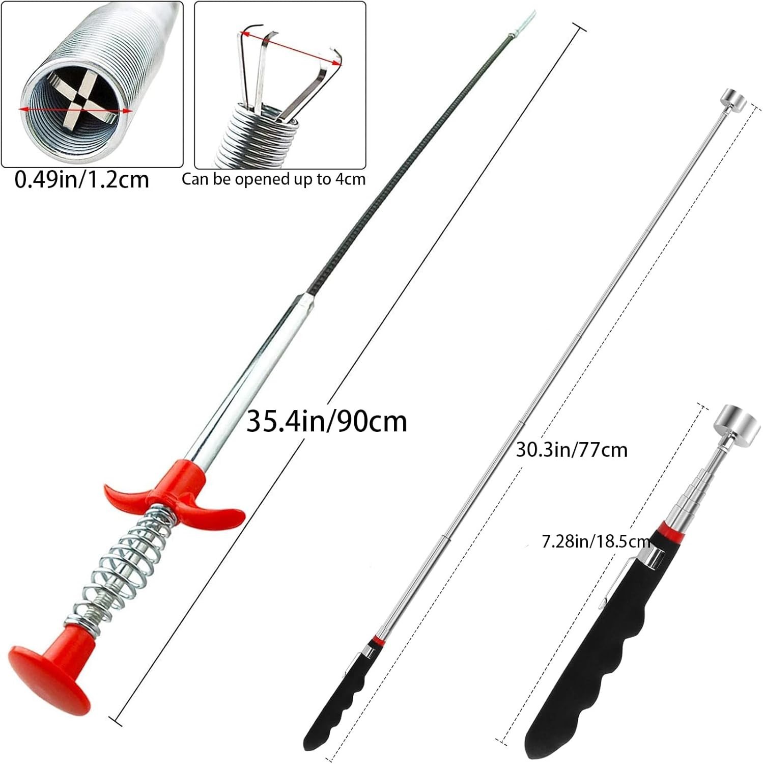 Magnetic Pickup Tool and Grabber Set, 35-inch Flex