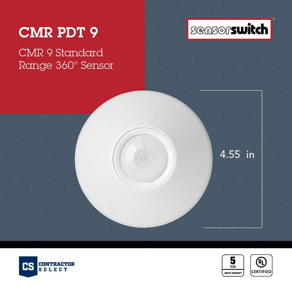 SENSOR SWITCH CM PDT 9 WR Occ Snsr,PIR/Mphonic,12-24V DC,450sqft 30ZX08