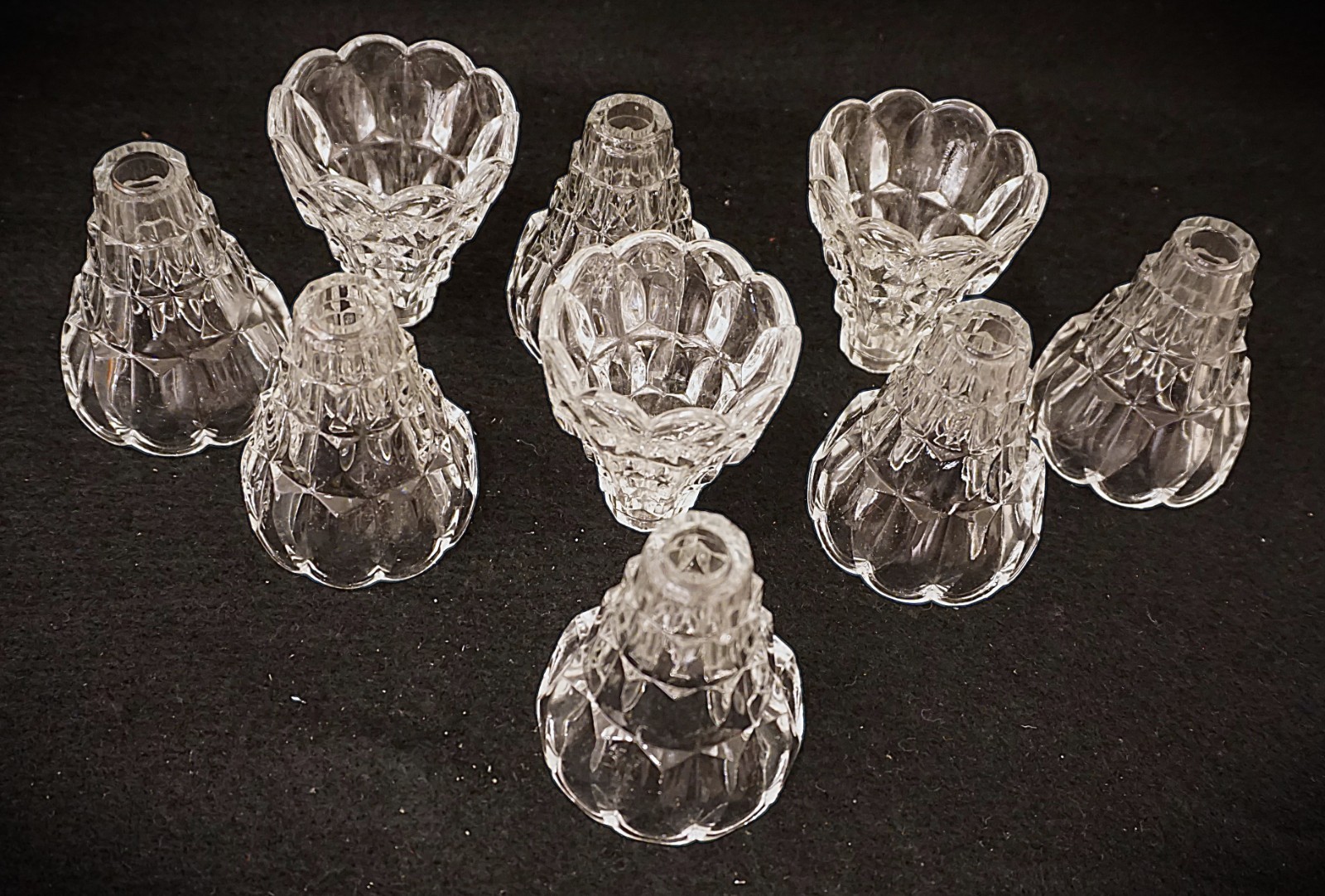Antique Baccarat chandelier cups/lighting part/Hand Cut/France Crystal Set of 9