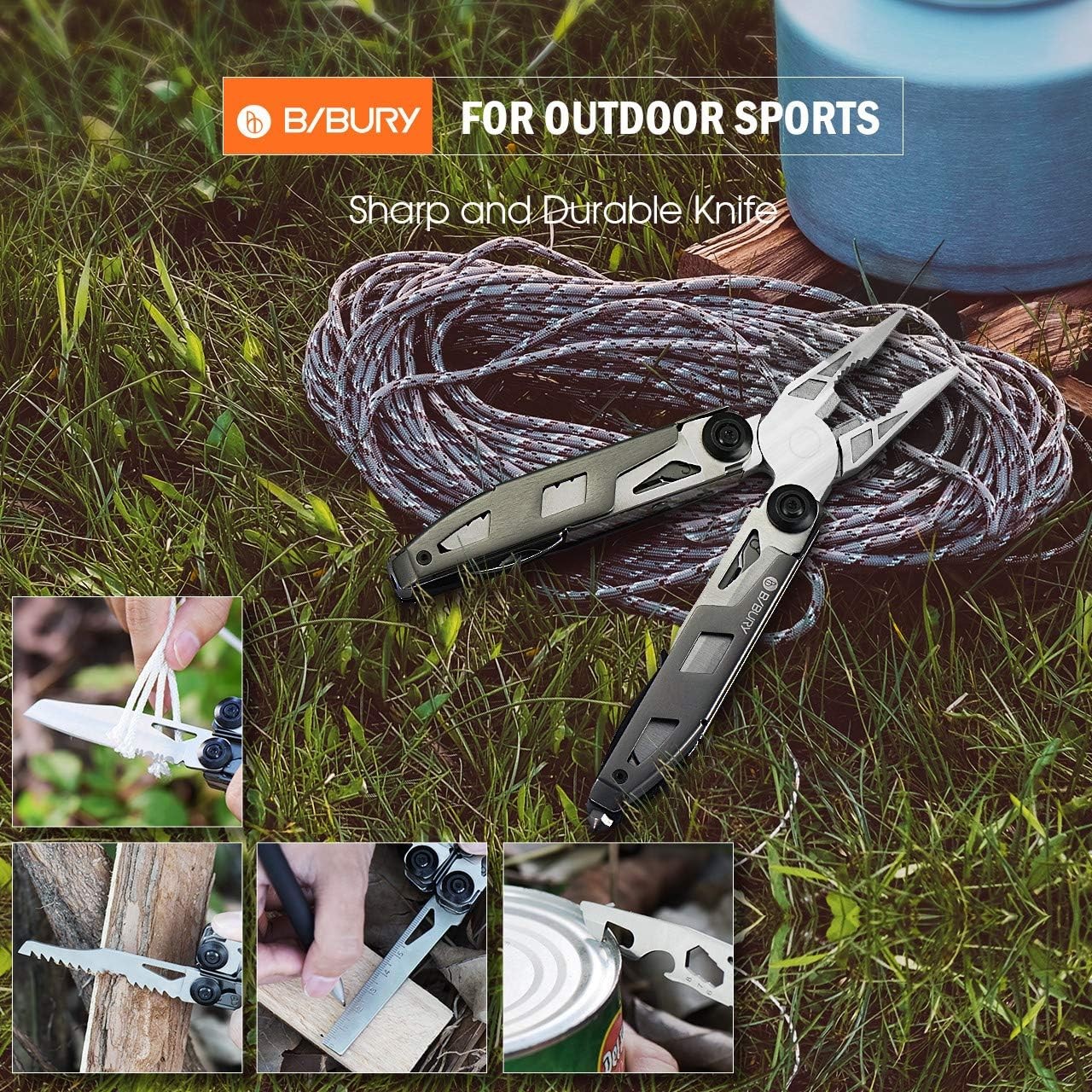 BIBURY Multitool Pliers, 18 in 1 Multi Tool with 18 1 Titanium, Titanium
