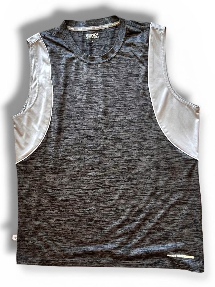 AND1 Mens Charcoal Gray Tank Top Jersey XL Y2k 2000s Grunge Punk Skater Baggy B8