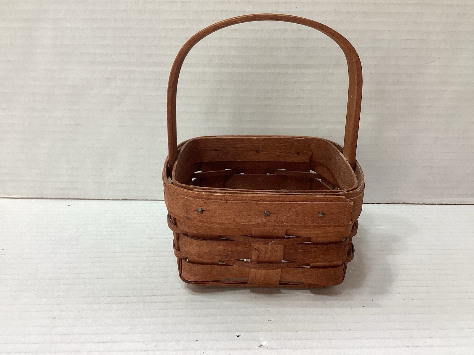 Vintage Longaberger Preowned 1991 Small Square Single Handle Basket