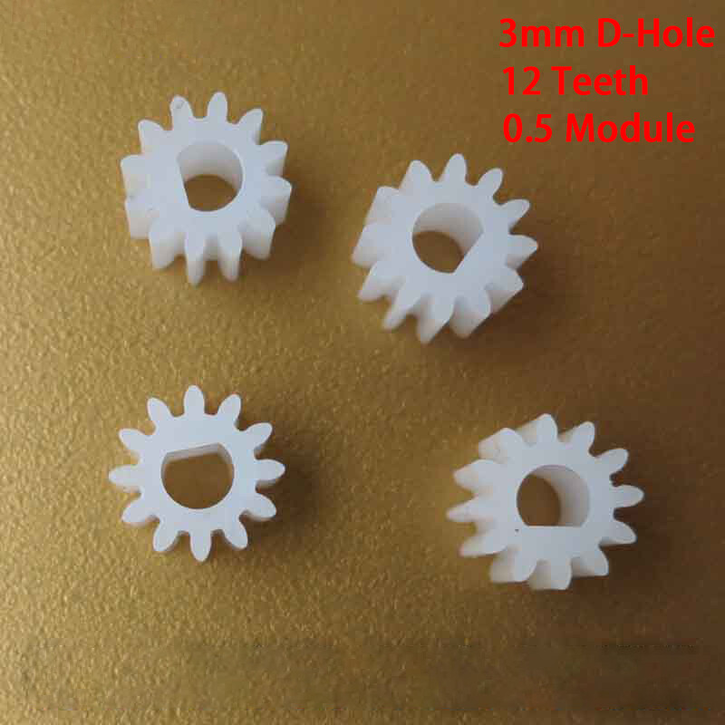 12 Teeth 0.5 Module 3mm D-Hole Dia Plastic Gear Wheel for Toy Car Motor Shaft