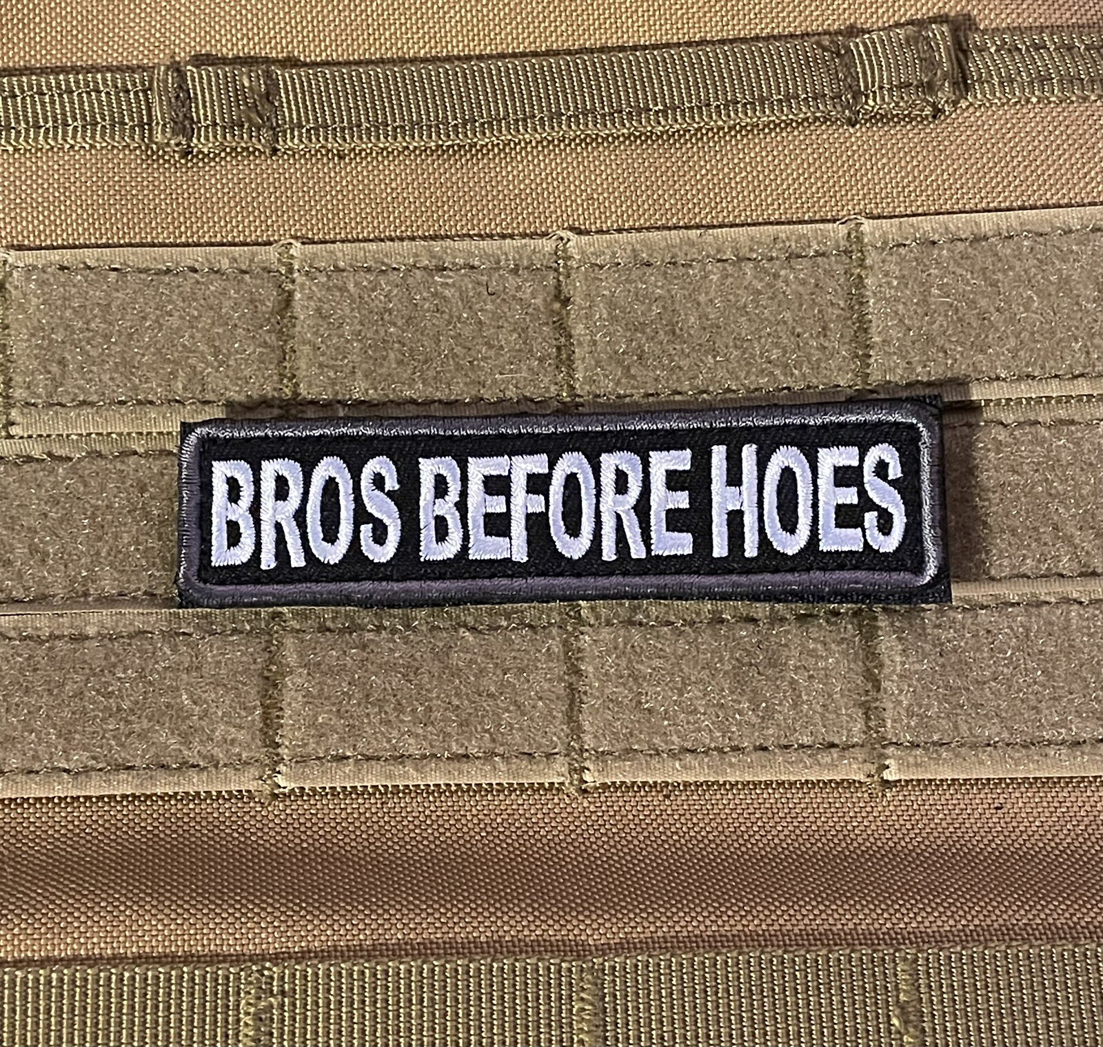Bros Before Hoes Morale Patch Funny Shooting Tactical Hook Loop White Black