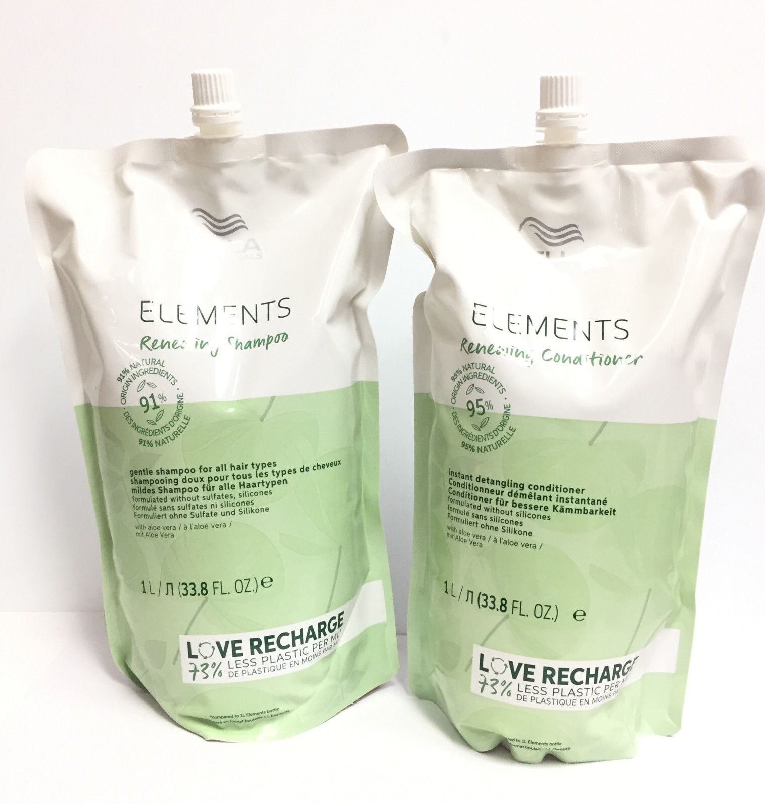 (2 PACK) Wella Elements Renewing Shampoo & Conditioner Duo (REFILL), 33.8 oz