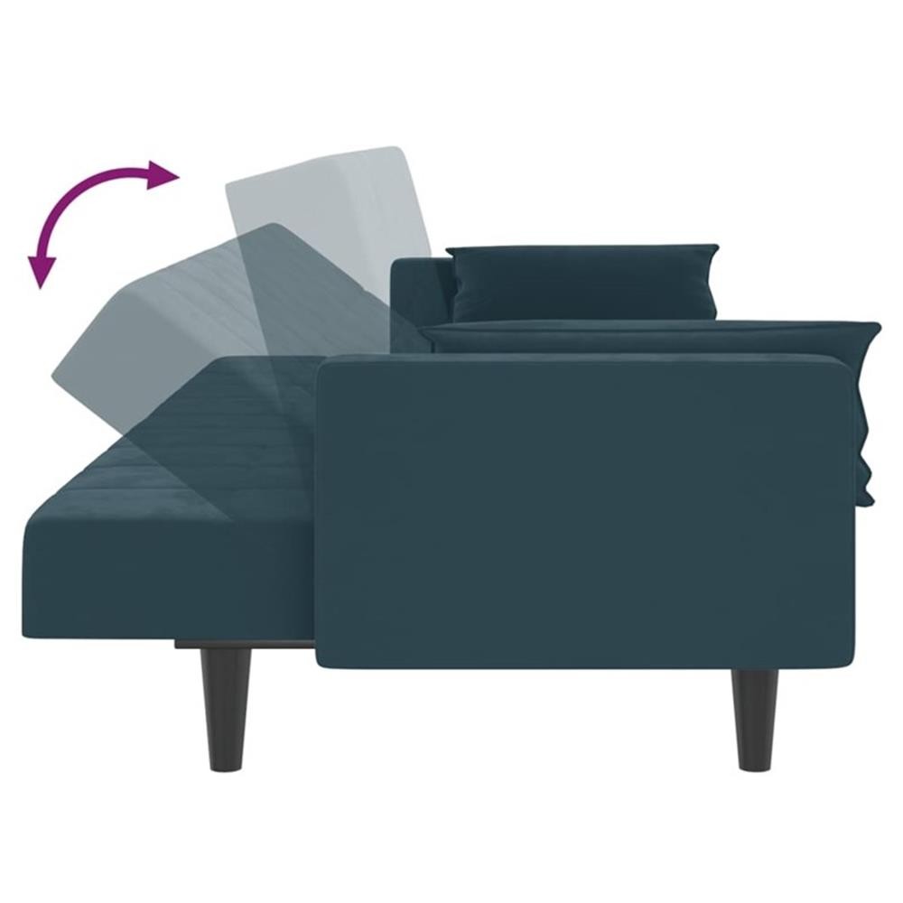 Bowery Hill Contemporary 2-Seater Sofa Bed in Blue Polyester Velvet