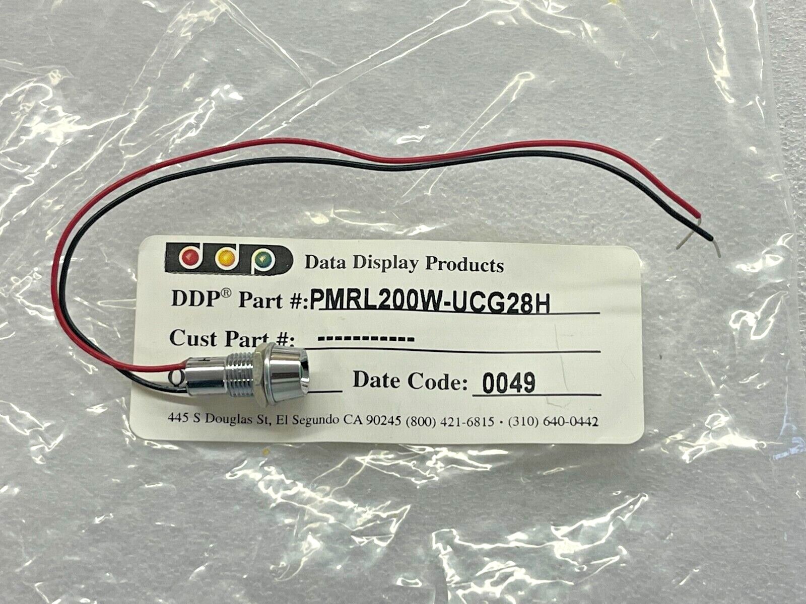 PMRL200W-UCG28H DDP Panel Mount Indicators PMI Round LED .312" T-1 3/4 Green 28v
