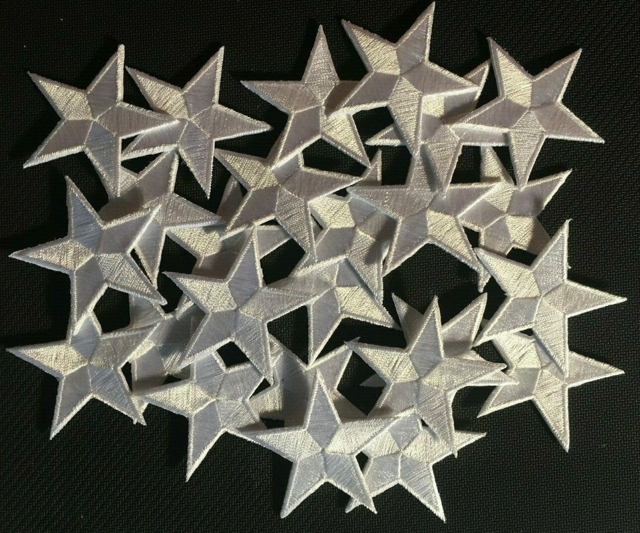 white star patches 2" iron on appliques 25 piece lot  25 star patches white star