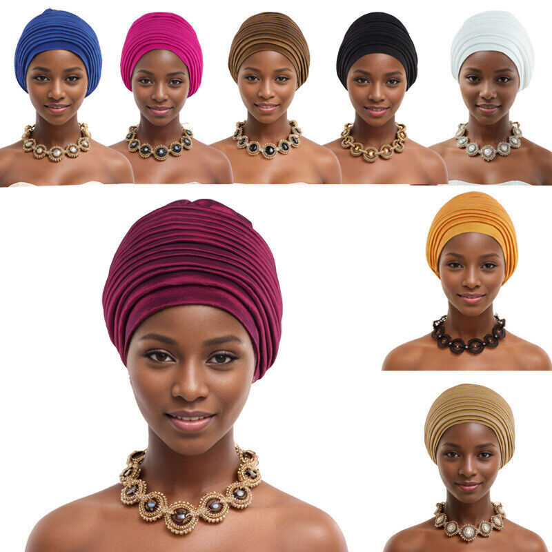 Nigeria Wedding Party Pleated Turban Hat Cap African Women Headwrap Headtie Hat