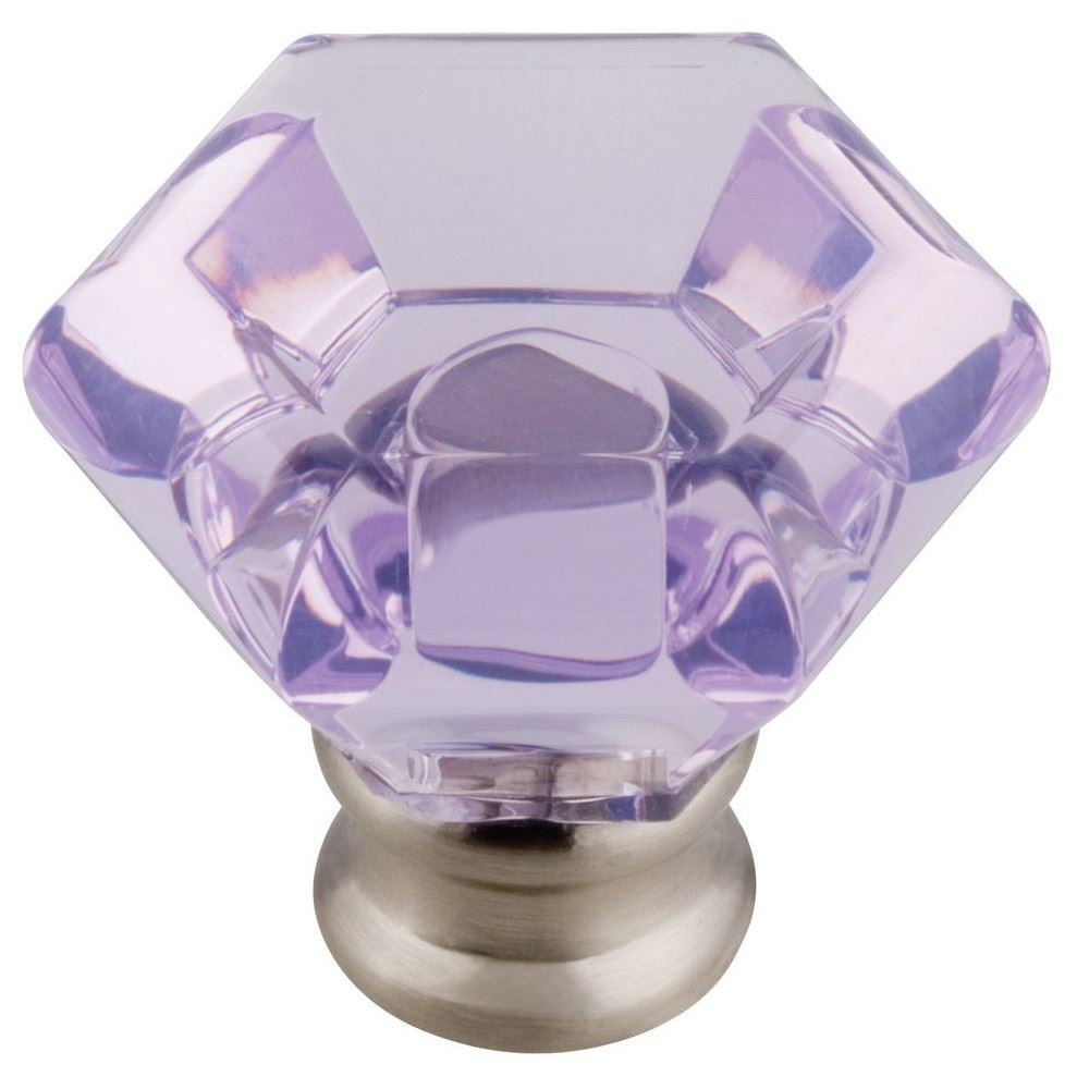 1-1/4" Acrylic Faceted Knob Lavender & Satin Nickel