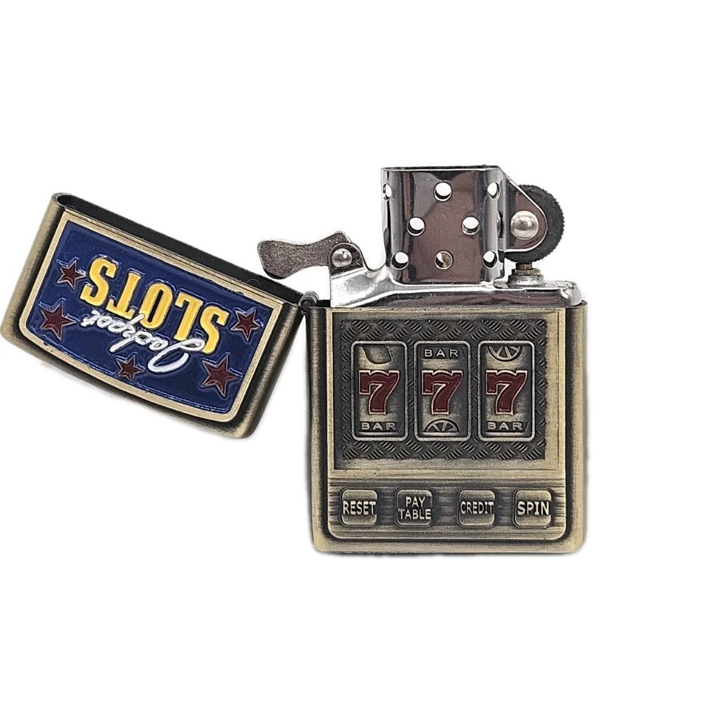 Vintage Style Slot Machine Embossed Flip-top Lighter Windproof (No Fuel Empty)