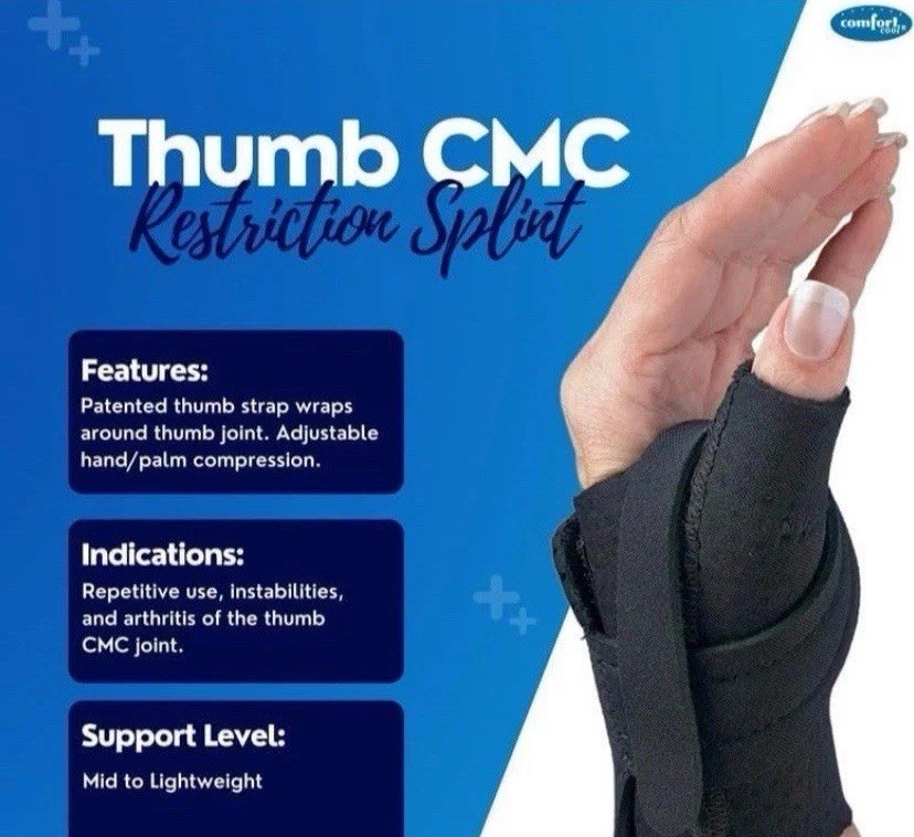 NEW Comfort Cool Thumb CMC Restriction Splint BLACK RIGHT LARGE Plus + NC79561