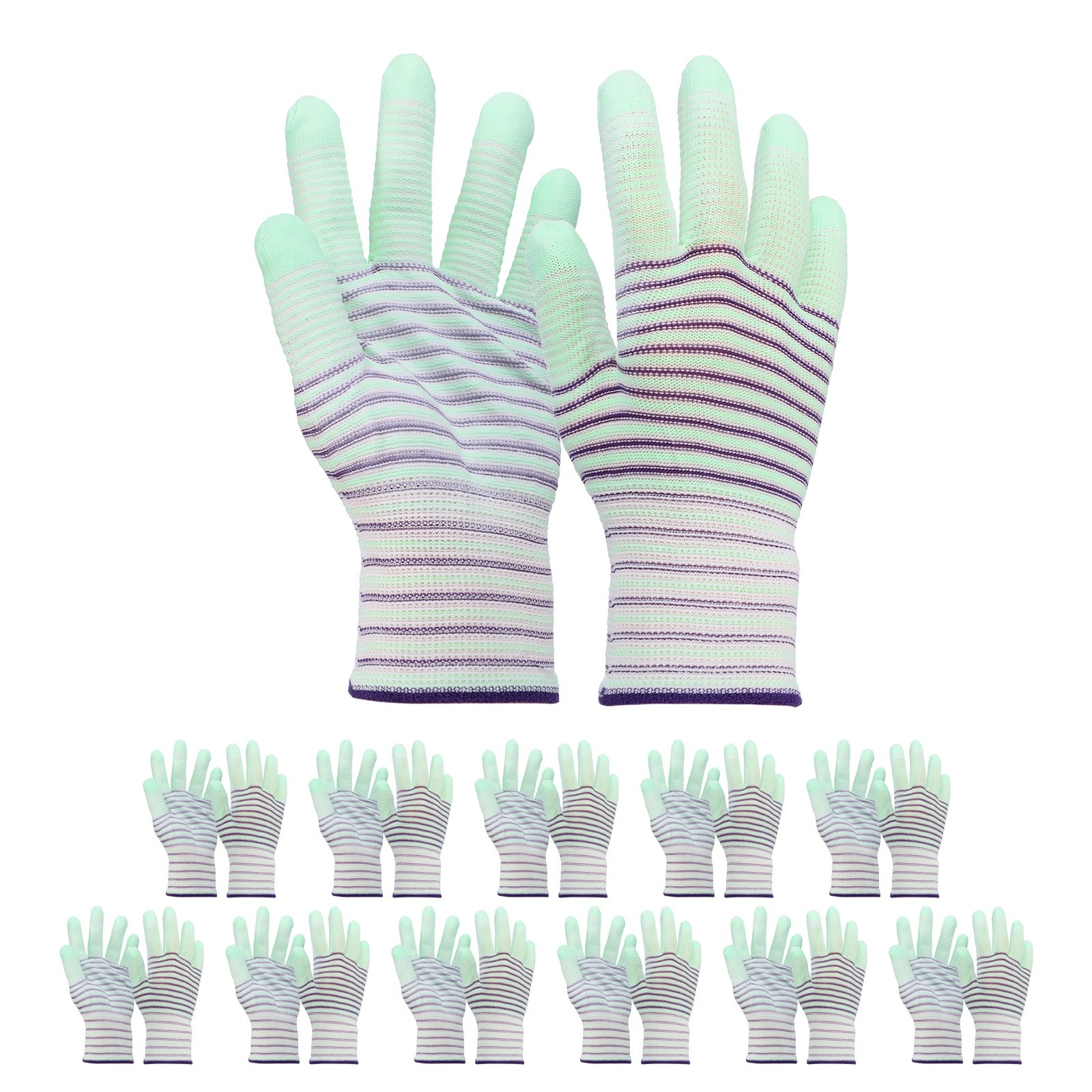 12Set ESD Anti-Static Gloves Protective Gloves, Large Size Light Green