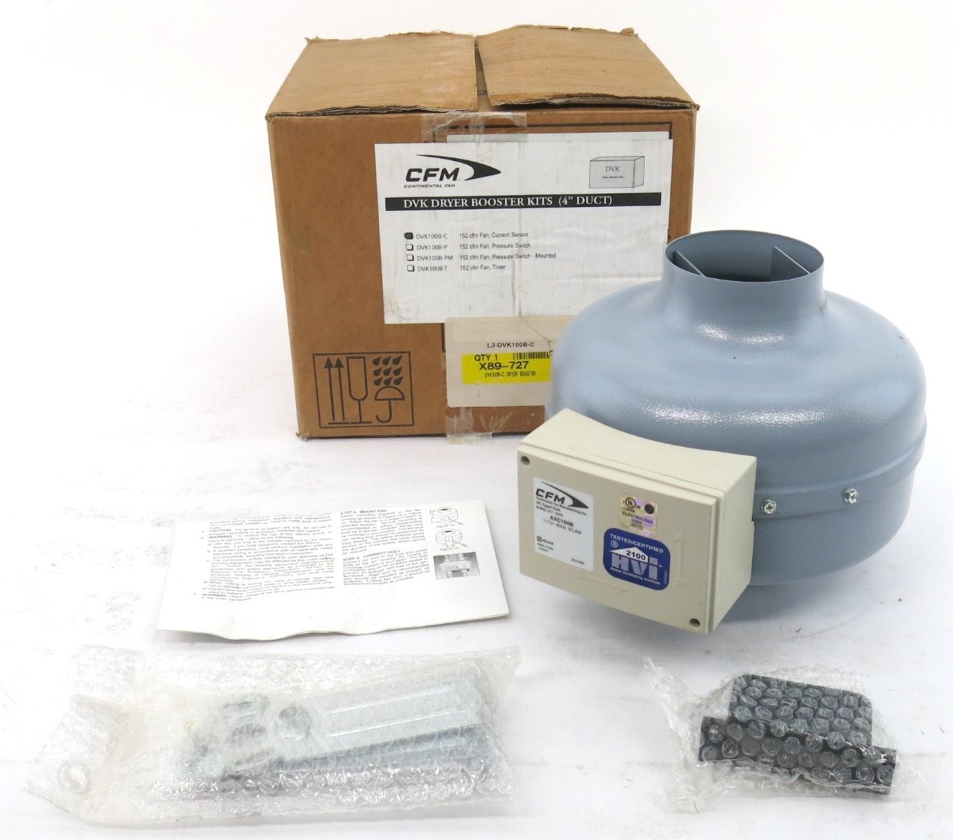 Continental Fan Dryer Booster Kit w/Current Sensor - 150 cfm (DVK100B-C)