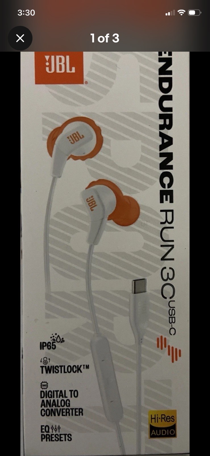 JBL Endurance Run 3C USBC Wire Handset (white/red)